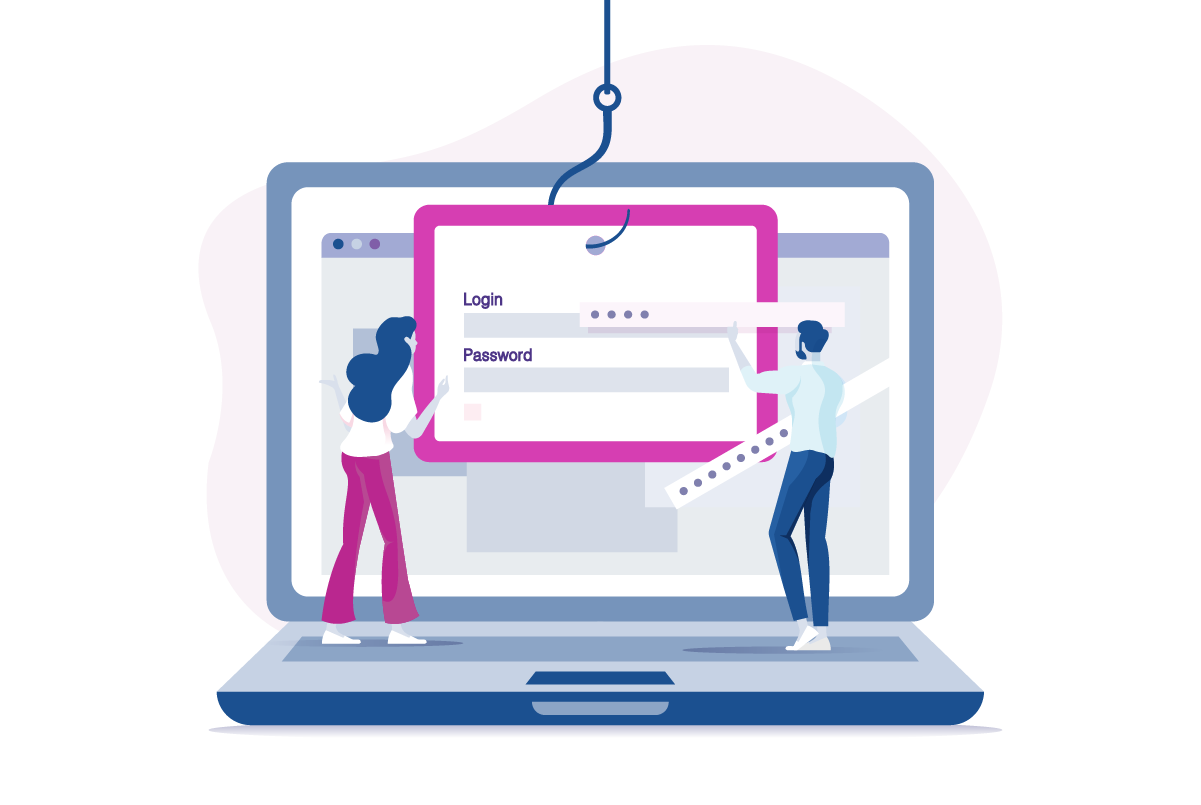 login and password on laptop screen.