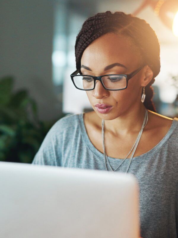 Woman making application online