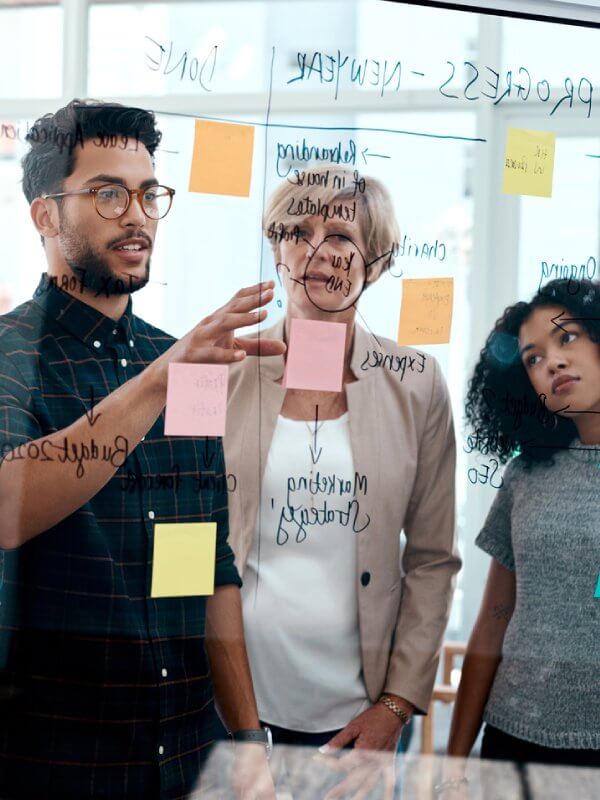 Colleagues assessing new market opportunities